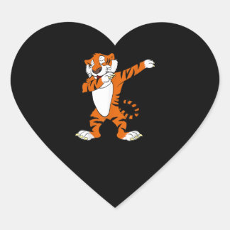 Dabbing Cute Tiger Animal Party Heart Sticker