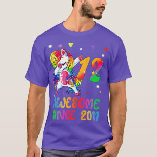 Dabbing Cute Unicorn 12 Year Of Being Awesome 12th T-Shirt
