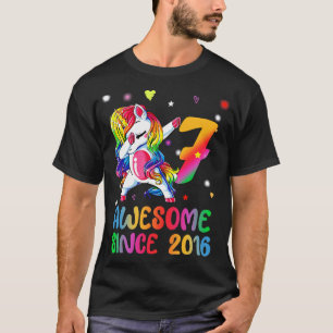 Dabbing Cute Unicorn 7 Year Of Being Awesome 7th B T-Shirt