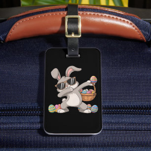 Dabbing Dab Rabbit Bunny Easter Eggs Basket Luggage Tag