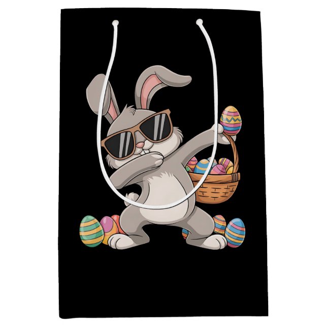 Dabbing Dab Rabbit Bunny Easter Eggs Basket Medium Gift Bag (Front)