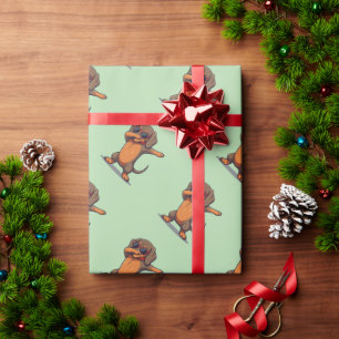 Dabbing Dachshund Wrapping Paper