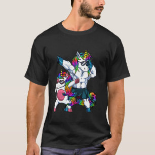Dabbing Dadacorn Unicorn Dad Girl Fathers Day Chri T-Shirt