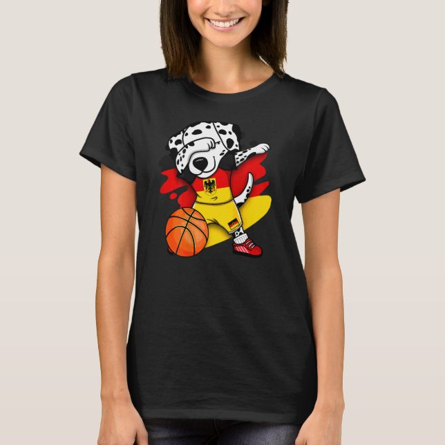 Dabbing Dalmatian Dog Germany Basketball  Jersey B T-Shirt (Front)