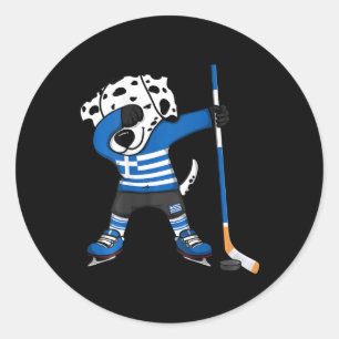 Dabbing Dalmatian Greece Ice Hockey Lovers Jersey  Classic Round Sticker