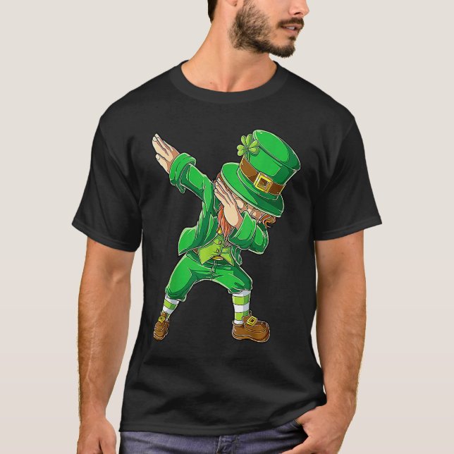 Dabbing Dance Irish Shamrock St Patricks Day T-Shirt (Front)