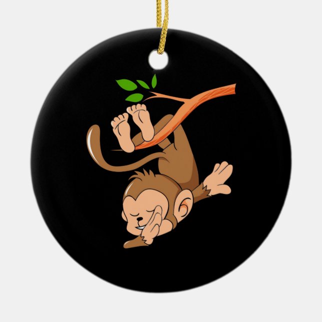 Dabbing Dance Monkey Ceramic Ornament (Front)