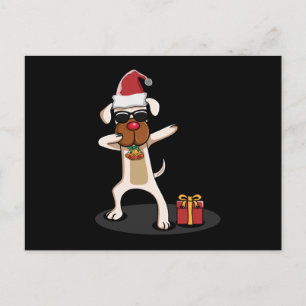 Dabbing Dog Dogs Santa Claus Merry Funny Gift Idea Postcard