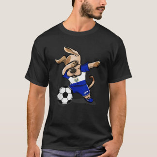 Dabbing Dog El Salvador Soccer Salvadorean Flag Fo T-Shirt