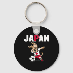 Dabbing Dog Japan Soccer Fans Jersey Japanese Flag Keychain