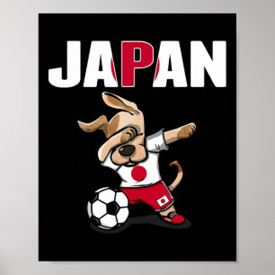 Dabbing Dog Japan Soccer Fans Jersey Japanese Flag Poster