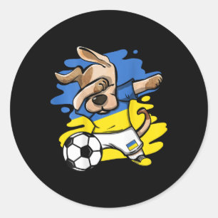 Dabbing Dog Ukraine Soccer Fans Jersey Ukrainian F Classic Round Sticker