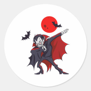 Dabbing Dracula Vampire Halloween Count Dabula Gif Classic Round Sticker