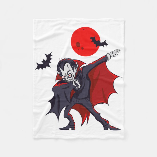 Dabbing Dracula Vampire Halloween Count Dabula Gif Fleece Blanket (Front)