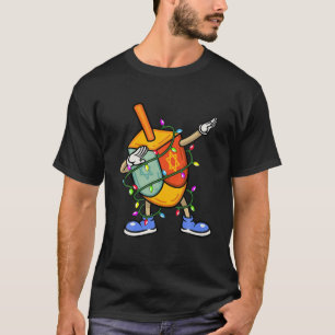 Dabbing Dreidel Hanukkah Christmas Lights Menorah T-Shirt