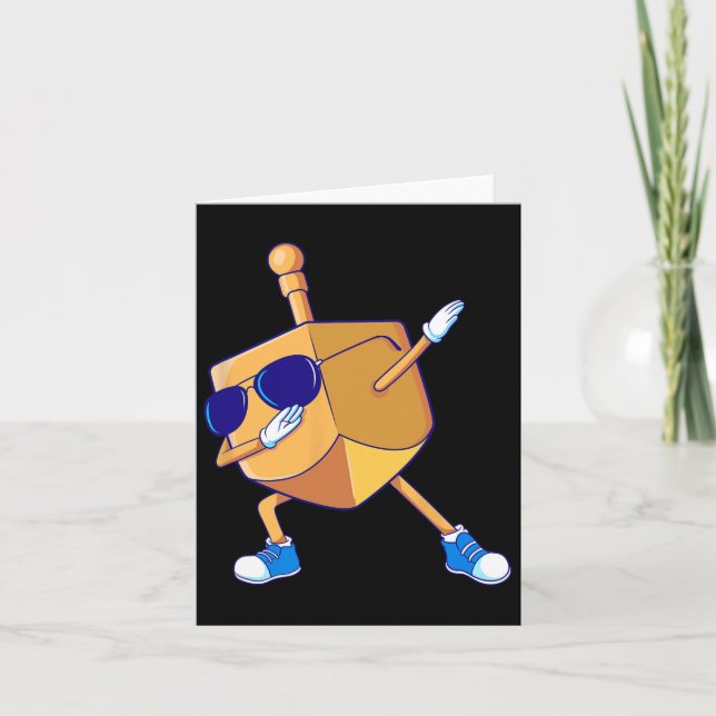 Dabbing Dreidel Hanukkah Dancing Chanukah Kids Gir Card (Front)