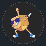 Dabbing Dreidel Hanukkah Dancing Chanukah Kids Gir Classic Round Sticker<br><div class="desc">Dabbing Dreidel Hanukkah Dancing Chanukah Kids Girls Boys</div>