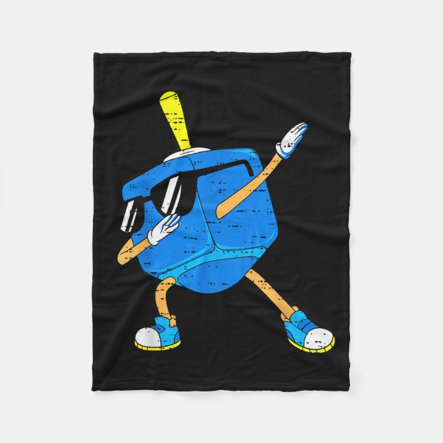 Dabbing Dreidel Hanukkah Dancing Chanukah Toddler  Fleece Blanket (Front)