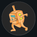 Dabbing Dreidel Happy Hanukkah Jewish Classic Round Sticker<br><div class="desc">Dabbing Dreidel Happy Hanukkah Jewish</div>