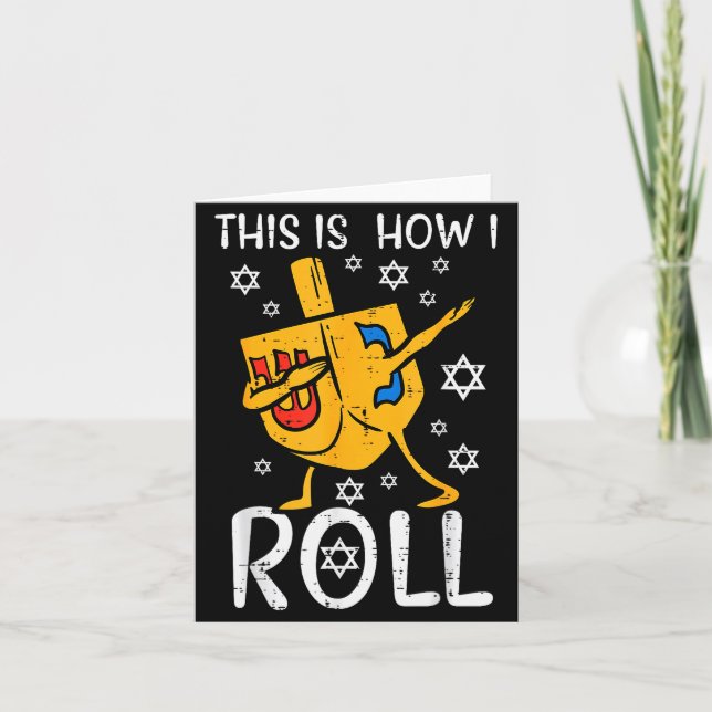 Dabbing Dreidel Ugly Hanukkah Funny Chanukah Men W Card (Front)