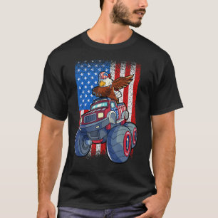 Dabbing Eagle Monster Truck 4th Of July Boys Ameri T-Shirt