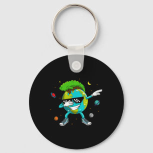 Dabbing Earth Recycling Conversation Space Science Keychain