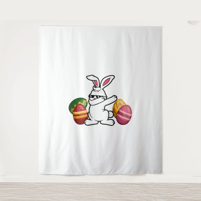 Dabbing Easter Bunny Bunny Happy Easter Tapestry (Front)