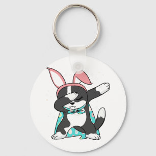 Dabbing Easter Bunny Costume Cat Feline Animal Keychain