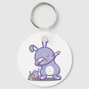 Dabbing Easter Bunny For Easter Rabbit Keychain