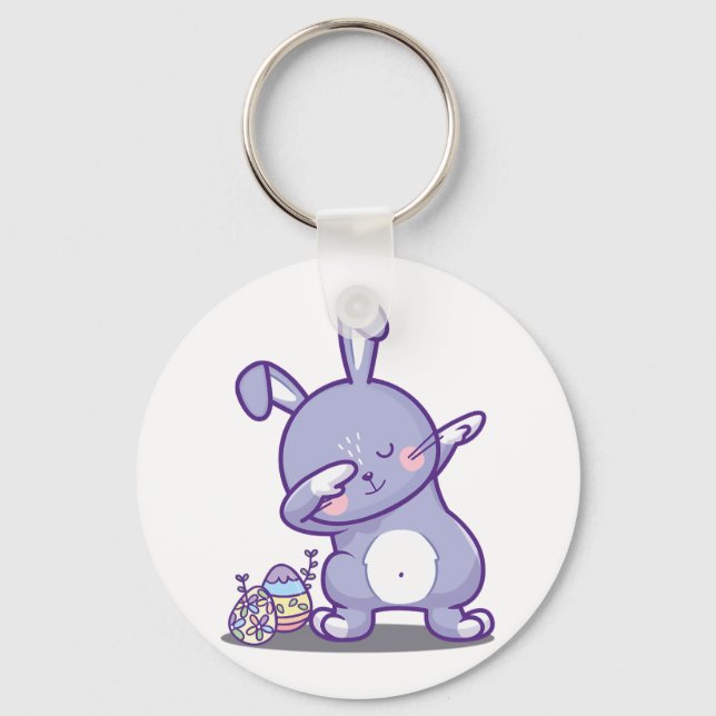 Dabbing Easter Bunny For Easter Rabbit Keychain (Front)