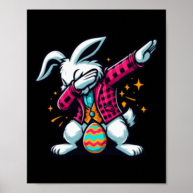 Dabbing Easter Bunny  Poster (Front)