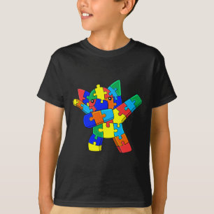 Dabbing Elephant Puzzle Pieces Autism Dab Boys Gir T-Shirt
