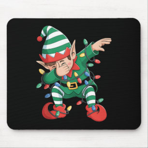 Dabbing Elf Christmas Tree Lights Matching Group X Mouse Pad