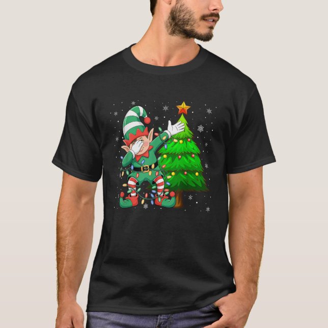 Dabbing Elf Costume Christmas Squad Men Boy Kids X T-Shirt (Front)