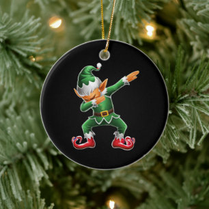 Dabbing Elf Costume Christmas Squad Xmas Ceramic Ornament