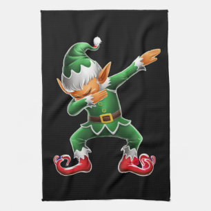 Dabbing Elf Costume Christmas Squad Xmas Kitchen Towel