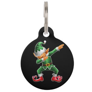 Dabbing Elf Costume Christmas Squad Xmas Pet Tag