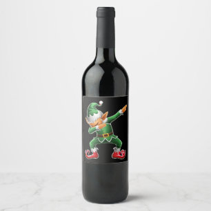Dabbing Elf Costume Christmas Squad Xmas Wine Label