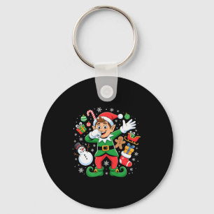 Dabbing Elf Friends Xmas Boys Girls Dabbing Christ Keychain