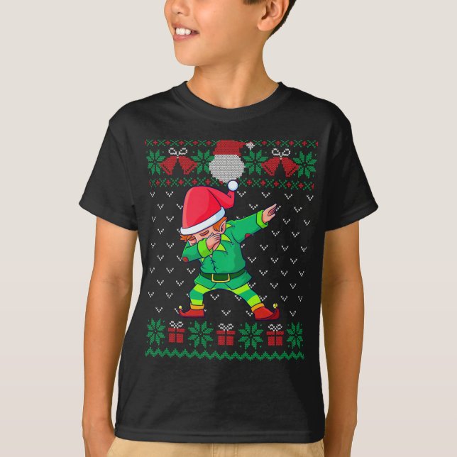 Dabbing Elf Ugly Christmas Sweater Matching Family (Front)