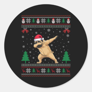 Dabbing English Mastiff Dog Santa Hat Boys Girls C Classic Round Sticker