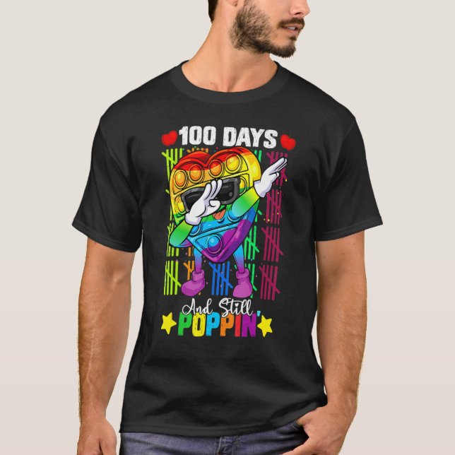 Dabbing Fidget Toy 100 Days Of School Still Poppin T-Shirt (Front)