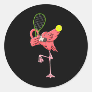 Dabbing Flamingo Tennis Tennis Player Flamingo Classic Round Sticker