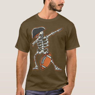 Dabbing Football Skeleton Pirate Cool Halloween Co T-Shirt