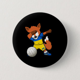 Dabbing Fox Ukraine Volleyll Fans Jersey Ukrainian 2 Inch Round Button