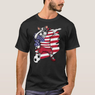 Dabbing French Bulldog America Soccer Fans Jersey T-Shirt