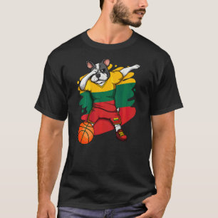 Dabbing French Bulldog Lithuania Basketball Fan Je T-Shirt