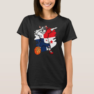 Dabbing French Bulldog Panama Basketball Fan Jerse T-Shirt