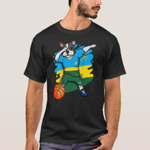 Dabbing French Bulldog Rwanda Basketball Fan Jerse T-Shirt