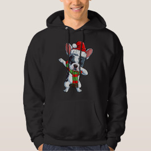 Dabbing French Bulldog Santa Christmas Kids Boys X Hoodie